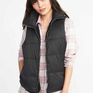 Old Navy Frost Free Puffer Vest Fleece Lined Black Size Large